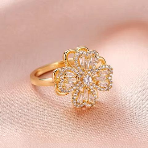 360°rotating Zircon Ring